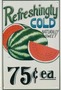 AD-VINTAGE STYLE METAL TIN ART REPRODUCTION HANGING SIGN-McNOSKY-WATERMELON - Picture 1 of 2