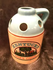 Vintage Kentucky Souvenir Porcelain Pencil Holder Caddy - 5.5" H- Horses Grazing - Picture 1 of 2