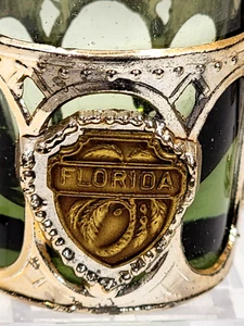 Florida Souvenir Shot Glass Emblem Silver Plate - Picture 1 of 6