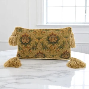 VINTAGE TAPESTRY CUSHION RECTANGLE OCCASSIONAL HIGE BIG TASSELS WOVEN BROCADE - Imagen 1 de 12