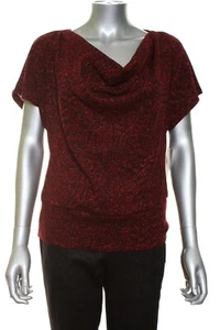 NY Collection Petite Top Blouse Metallic Animal Print Burgundy Red PL NWT - Picture 1 of 3