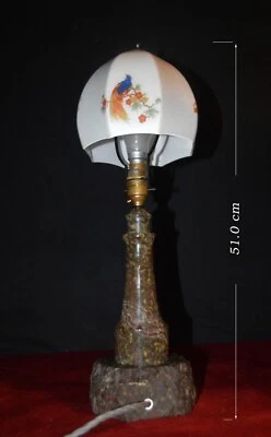 Cornish serpentine lamp original 1950s turned & polished Rare naturally weaved - Image 1 of 4