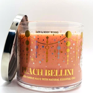 Bath & Body Works PEACH BELLINI Large Scented 3 Wick Candles 14.5 oz - Picture 1 of 5