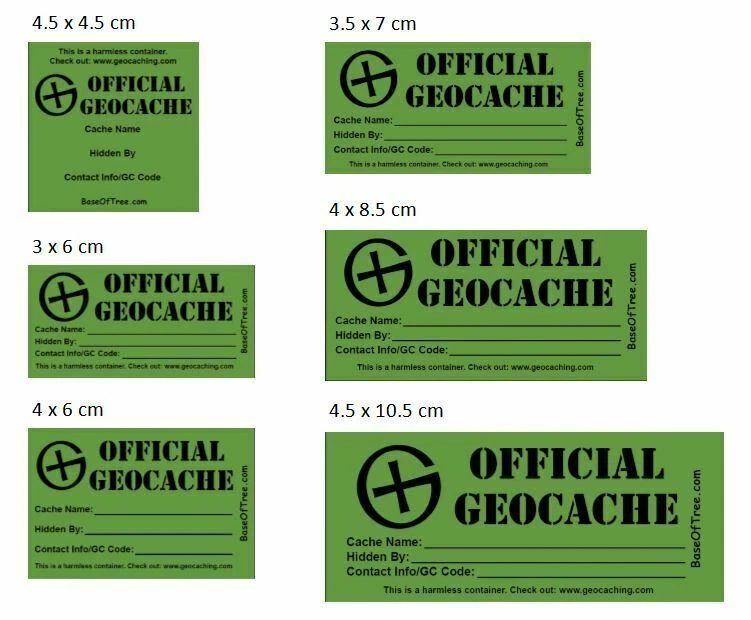 Geocaching Geocaché Contenedor Etiqueta Vinilo Impermeable - Verde - Varios Tamaños
