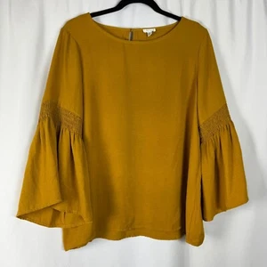 Blusa Spense Amarillo Mostaza Manga Campana Calce Grande Cuello Barco Boho L - Imagen 1 de 6