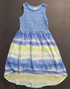 Faded Glory Blue,Green, & White Tie Dye Maxi Tank Dress Long Girl's 7/8 - Picture 1 of 7