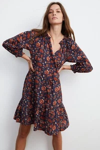 Velvet By Graham Shoshana Printed Floral Boho V-Neck Women's Dress Size Medium - Imagen 1 de 9