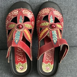 Elite by Corkys COASTAL 11 Boho Hand Painted Leather Clog Mule Shoe Size 41 - Picture 1 of 8