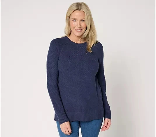 Suéter Joan Rivers Puntada Palomitas Cuello Redondo Manga Larga Azul Marino Talla 3X A676539 Foto 1 de 1