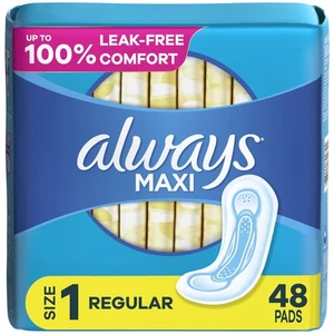 Always Maxi Daytime Unscented Pads  Size 1 Regular Absorbency, 48 Count - Picture 1 of 2