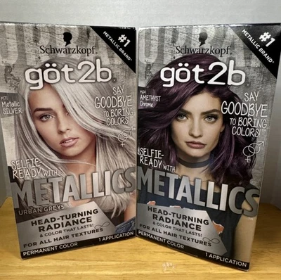 2 Ct Schwarzkopf Got2b Silver Metallic & Amethyst Chrome Perm. Hair Color Kits - Image 1 of 4