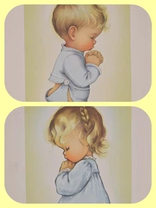 Charlot Byj 1948 Praying Children Prints Bless Us All & A Child’s Prayer 2 Pc - Bild 1 von 12