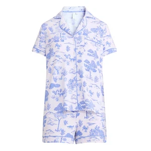 NWT!! Joyspun Dreamy Soft Short Sleeve & Shorts Vivid White Toile GORGEOUS SZ M - Picture 1 of 6