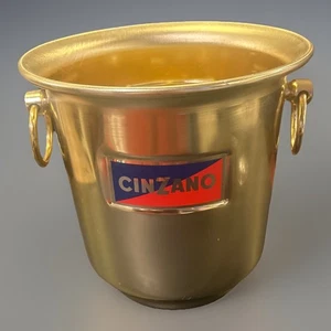 Vintage Cinzano Ice Bucket Vintage Gold with Handles Vermouth Italy Metal - Picture 1 of 5