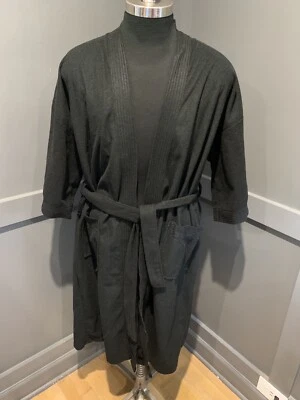 DE COLECCIÓN VAN HEUSEN ABRIGO DE SALÓN BATA PIJAMA CHAQUETA PARA FUMAR MCM Terciopelo Negro EE. UU. Foto 1 de 4