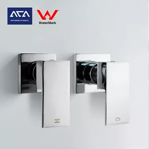 ACA Square shower head set Hot Cold Twin 1/4 Turn Taps Wall Water Spout Chrome - Picture 1 of 7
