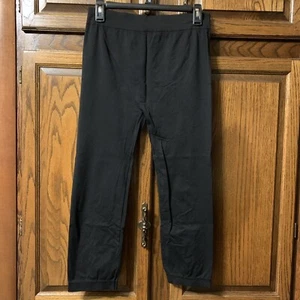 APT. 9 Black Stretch Capri Leggings- XL 2" Wide Flat Waistband Pre Owned - Picture 1 of 6