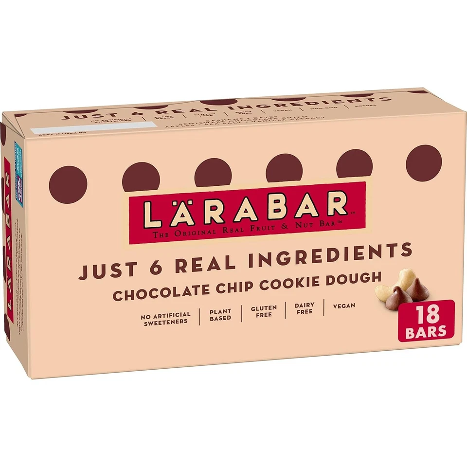 Larabar Chocolate Chip Cookie Dough 18 Bars Non GMO Gluten & Dairy