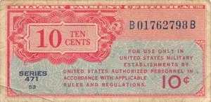 USA / MPC 10 Cents 1947 Series 471 Plate 53 Circulated Banknote M2 - Picture 1 of 2