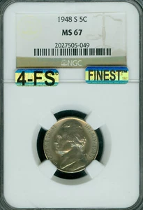 1948 S JEFFERSON NICKEL NGC MS67 MAC 4FS  FINEST MAC SPOTLESS $1,500 IN 5FS * - Picture 1 of 4