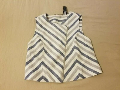 Womens Chico's Linen Sleeveless Jacket Vest White Blue - Image 1 of 4