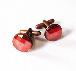 Swarovski Red Magma Crystal Cufflinks-Handmade in NYC