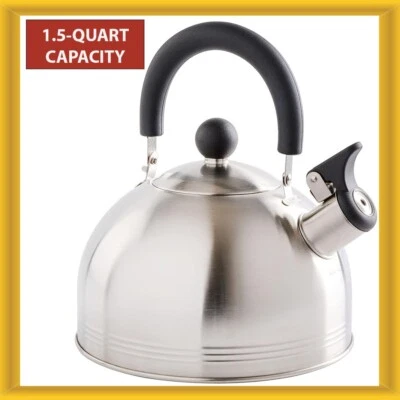 Mr. Coffee Carterton Stainless Steel Whistling Tea Kettle 1.5-Quart Silver - Image 1 of 4