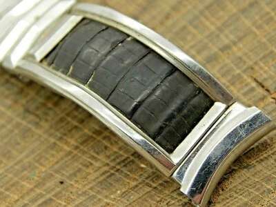 Винтажный подержанный расширительный ремешок для часов из нержавеющей стали и кожи 17,5 мм Duchess - Изображение 1 из 3