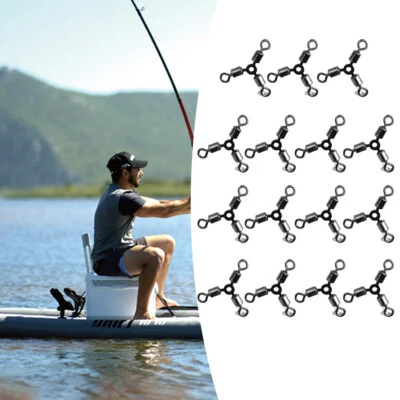 15Pcs 3 Way Swivels Fishing Swivel Saltwater Fishing Line Connector 7 size  - Image 1 of 4