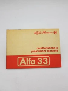 Manuale uso e manutenzione Alfa Romeo Alfa 33 caratteristiche e prescrizioni tec - Foto 1 di 24