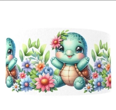 3" Turtle baby garden flower Grosgrain Ribbon 5 yards Hair bow ribbon 1272498 - Image 1 of 2