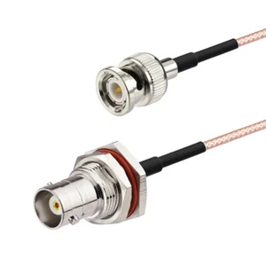BNC Male to BNC Female nut bulkhead pigtail RG316 cable 15cm for Audio Antenna - Picture 1 of 5
