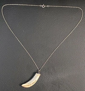 Antique Sterling Silver Necklace With Hinged Part Of Lobster Claw Pendant ๐ - Picture 1 of 5