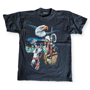 Vintage Zip It London Native American Eagle T-Shirt - Size M - Picture 1 of 6
