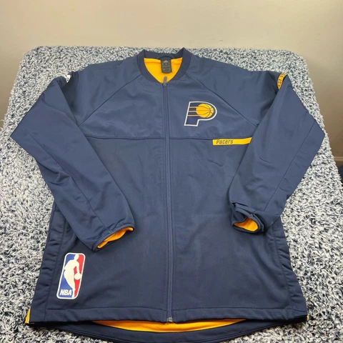 Adidas Indiana Pacers Warm Up Jacket Mens Large Navy Blue Full Zip NBA Cover