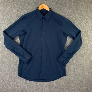 Lululemon New Venture Button Up Shirt Men Medium Navy Blue Performance - Picture 1 of 9