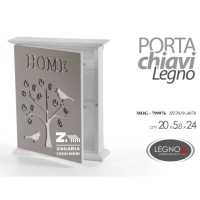 GICOS PORTACHIAVI CASSETTA APPENDI CHIAVI IN LEGNO DA PARETE HOME Cm 20 X 5,8 X 24 h