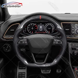 Real Carbon Fiber Steering Wheel For Seat Leon Cupra MK3 Toledo Ateca 2014-2018 - Picture 1 of 7