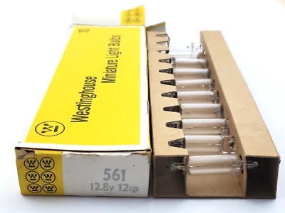 Box of 10 Westinghouse 561 Automotive Miniature Lamps 12.8 Volt Loop Base - Image 1 of 4