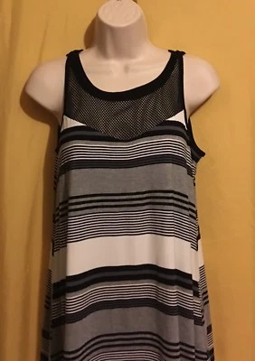 Cable & Gauge Mujer Negro Marfil Gris Rayas Malla Camiseta Sin Mangas S $58 Foto 1 de 4