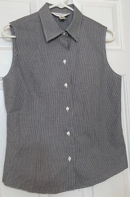 Blusa informal de esquina para mujer blanca y negra con cuello ajustado de guinga talla mediana Foto 1 de 4