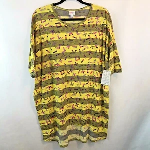 Top túnica Lularoe Irma colorido amarillo fino rayas negras talla grande nuevo con etiquetas - Imagen 1 de 8