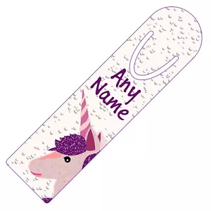 PERSONALISED UNICORN FACE PRINT BOOKMARK ALUMINIUM PAGE HOLDER READING GIFT - Picture 1 of 4