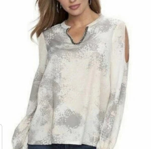 Juicy Couture Damen Bluse Medium Cold Shoulder Jeweled V-Ausschnitt grau leicht - Bild 1 von 7
