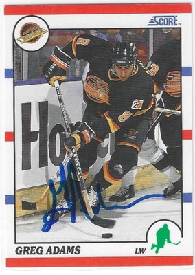 Greg Adams Signed 1990/91 Score Card #240 Vancouver Canucks - Image 1 of 2
