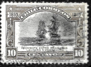 1910 CHILE SC#87 USED VF NAVAL of Engagement of "LAUTARO" "ESMERALDA"/SHIP,BOAT - Picture 1 of 1
