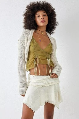 Urban Outfitters Asymmetrical Ruched Mini Skirt XXS Ivory 4-6 UK  - Image 1 of 4