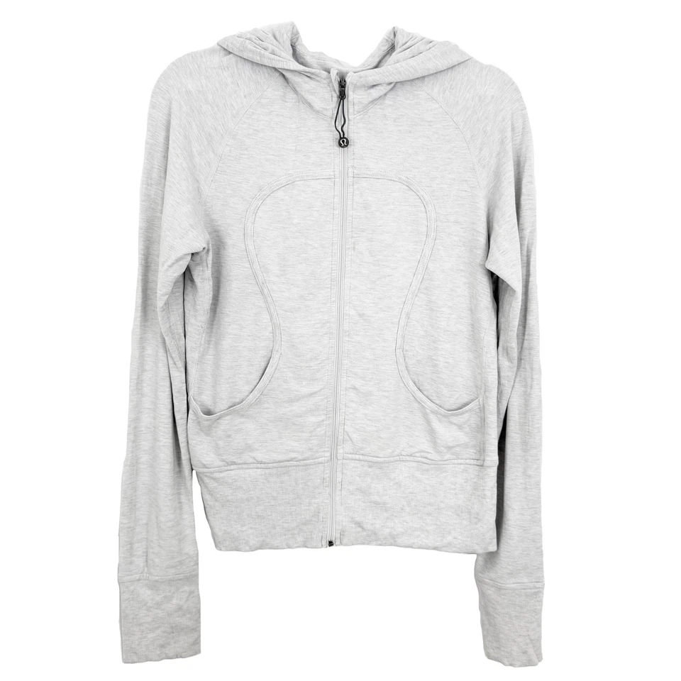 LULULEMON Scuba Hoodie Light Cotton Fleece Jacket 10 Heather Lt Grey Nimbus B86 - Image 1 of 4