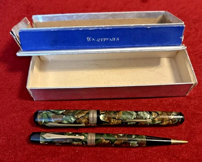 PLUMA ESTILOGRÁFICA Y LÁPIZ WATERMAN PATRICIAN MUSGO ÁGATA CELULOIDE DE COLECCIÓN Foto 1 de 4