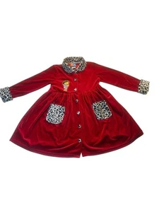 Nick Jr Dora The Employer Y2K Red Velour Dress With Faux Fur 4T - Picture 1 of 7